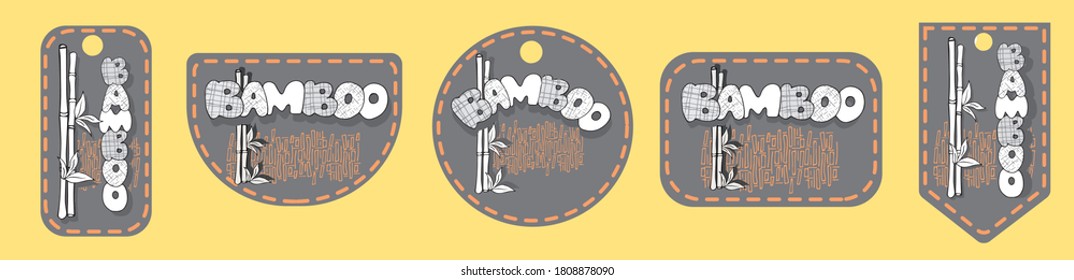 
Eco friendly bamboo fabric label collection design elements set