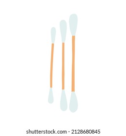 Eco friendly bamboo q tips. Vector eco swabs illustration