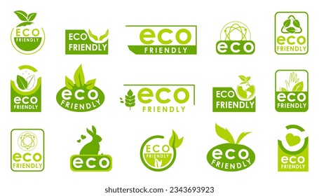 Eco friendly banner collection. Set of green eco friendly logo. Eco friendly signs collection