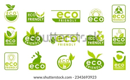 Eco friendly banner collection. Set of green eco friendly logo. Eco friendly signs collection