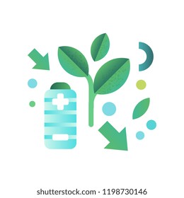 Eco friendly battery, ecology concept, eco friendly technologies vector Illustration on a white background