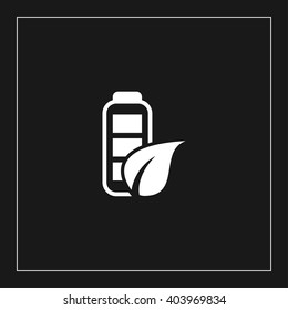 eco friendly battery flat icon. vector illustration