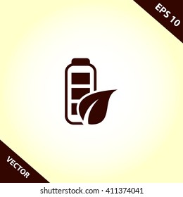 eco friendly battery flat icon. vector illustration
