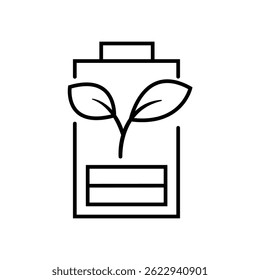 Eco friendly battery icon. Electric power and environmental symbol. Isolated pictogram vector illustration