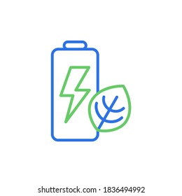 Icono de batería ecológica. Ilustración vectorial gráfica del concepto de energía natural