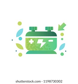 Eco friendly battery, renewable energy, ecology concept vector Illustration on a white background