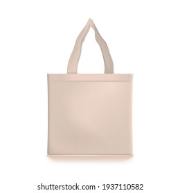 Eco Friendly Beige Shopping Tote Bag Isolated On White Background. EPS10 Vector