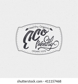 Eco friendly, bio, vegan -poster, stamp, badge, insignia, postcard, sticker, can be used for design