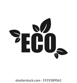Eco friendly, black icon with leaves