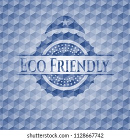 Eco Friendly blue polygonal badge.