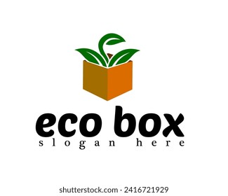 eco friendly and box icon logo design template