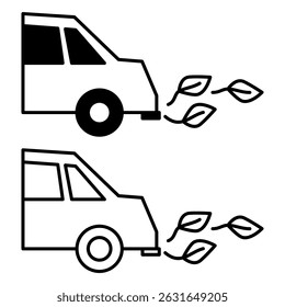 Icono de coche respetuoso del medio ambiente, estilo plano simple, ilustración, Plantilla del pictograma del símbolo de la muestra del logotipo, para UI o UX aislado en blanco para el App móvil, editable