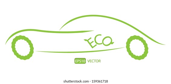 Eco friendly car vector illustration. Green energy hybrid car vector design. Simple creative green ecological racing vehicle. Easy to edit vector illustration. 