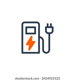 Eco Friendly Charging Station Infrastructure Vector Icon Illustration