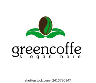 eco friendly and coffe beans logo design template