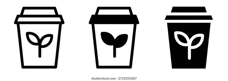Eco friendly coffee cups with green leaf logo designs, Coffee Logo Vector Templates,Eco Coffee Logo Template Design