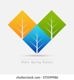 Eco friendly ,color of leaf-rainy spring autumn concept on white background Vector illustration