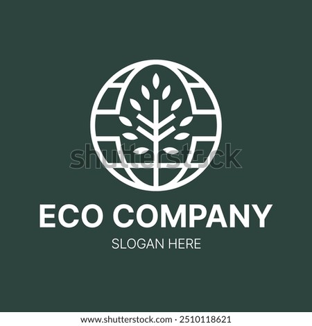 Eco Friendly Company Logo with Tree, Leaf and Globe Design
