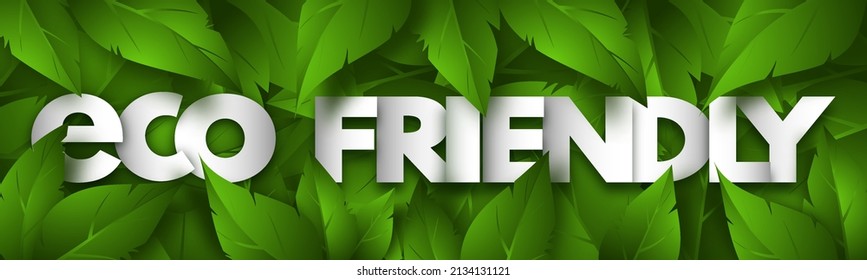 Eco friendly concept banner with lush green foliage. Vector Illustration