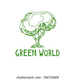 ECO friendly. The concept, design, ecology logo with green Eco Earth and trees. Vector illustration on a white background