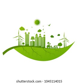 Eco Friendly Concept Green City Save Stock Vector (Royalty Free ...