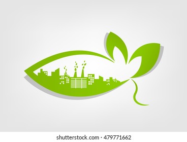 Eco friendly concept, Green city save the world, vector illustration