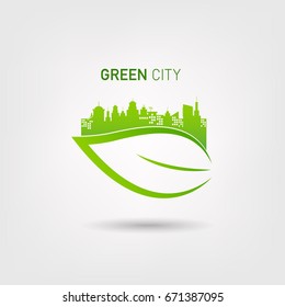 Eco friendly concept with Green city logo, Vector illustration