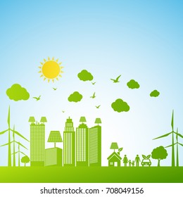 Eco Friendly Concept, Green City Save The World,