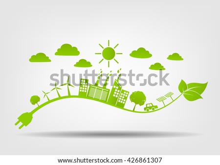 Eco friendly concept, Green city save the world, vector illustration