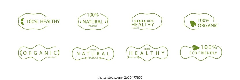 Eco Friendly Concept Label Set for Sustainable Branding and Marketing Design, Isolated on White Background - Vector Illustration