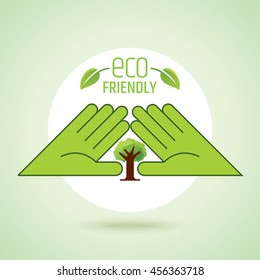 Eco friendly concept tree in hands illustration