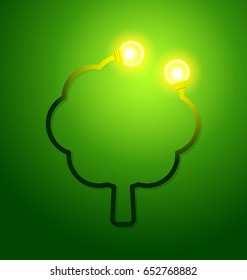 Eco friendly concept with a tree and a light bulbs. Vector illustration