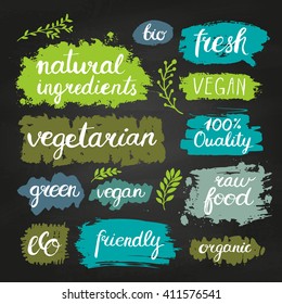 Eco friendly conceptual handwritten phrases for banners, posters, t-shirts, cards, stickers, advertisement. Hand lettered calligraphic design. Brush typography.