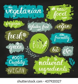 Eco friendly conceptual handwritten phrases for banners, posters, t-shirts, cards, stickers, advertisement. Hand lettered calligraphic design. Brush typography.