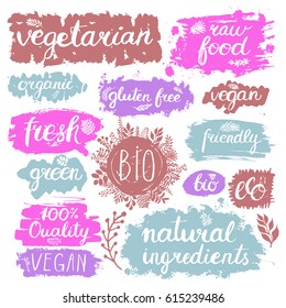 Eco friendly conceptual handwritten phrases for banners, posters, t-shirts, cards, stickers, advertisement. Hand lettered calligraphic design. Brush typography.