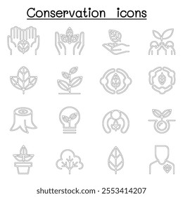 Eco friendly  Conservation icon set in thin line style
 
