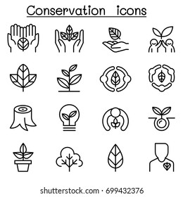 Eco Friendly, Conservation Icon Set In Thin Line Style
 
