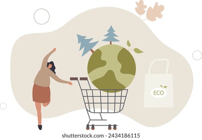 Eco friendly consumer with sustainable shopping habits .