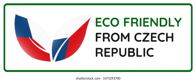 Eco friendly from Czech Republic badge. Flag in leaves shape. Vector illustration EPS10.