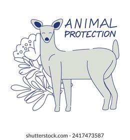 Ilustración ecológica con animales de ciervo como vectores de protección de fauna silvestre