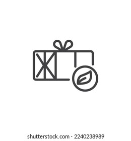 Icono de línea de entrega ecológica. signo de estilo lineal para concepto móvil y diseño web. Icono de vector de contorno de parcela y hoja. Símbolo, ilustración del logotipo. Gráficos vectoriales