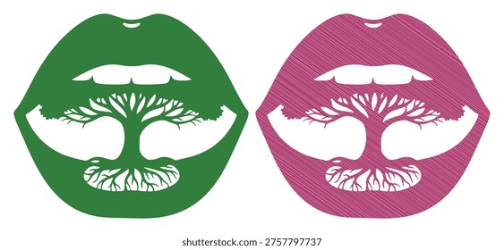 Eco friendly dental concept, environmental speech metaphor, organic nature growth design
