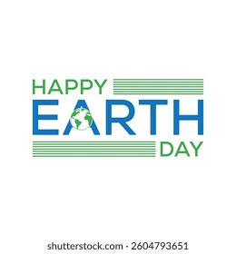 Eco friendly design. Happy Earth day logo design with planet icon. Happy Earth Day Text Typography, Vector Illustration.