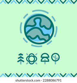 eco friendly design, vector illustration. Nature logo. Simple doodle pattern.