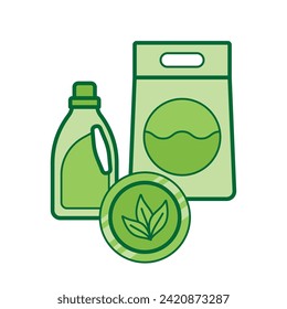 Detergentes amigables ecológicos, ilustración vectorial plana verde, objeto aislado