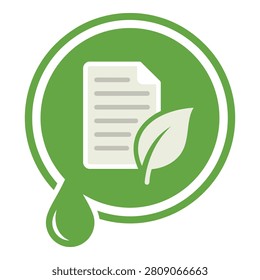 Eco friendly document icon with leaf and green circle icon