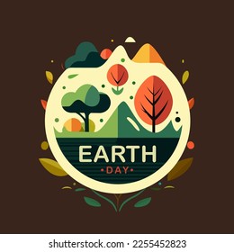 Etiqueta Ilustrada del Día de la Tierra Ecológica. Ilustración vectorial