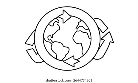 Eco Friendly Earth with Recycle Symbol.