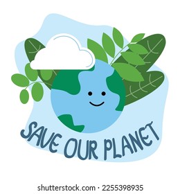 
ES AMABLE. Concepto ecológico con ecología verde y plantas. Ilustración del vector