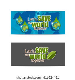 ECO FRIENDLY. Ecology concept with Green Eco Earth and Trees. Vector illustration.